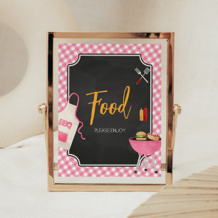 Rosa Gingham BBQ Baby Shower Food Poster
