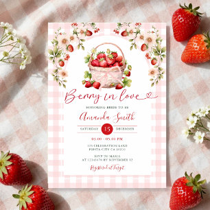  Rosa Gingham Berry i kärlek Möhippa Inbjudningar