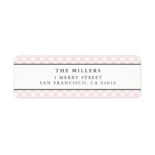 Rosa Gingham Birth Announcement Adressetiketters Returadress Etikett