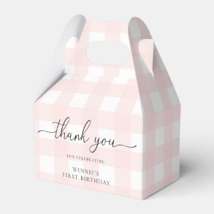 Rosa Gingham Birthday Tack Favoritbox Presentaskar