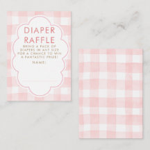 Rosa Gingham blöja lotteri Baby Shower Biljetter