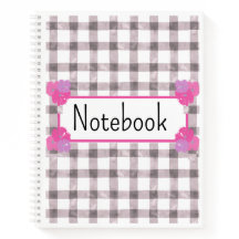 Rosa Gingham Blommig Anteckningsbok