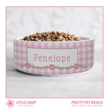 Rosa Gingham Blommigt Personlig Pet