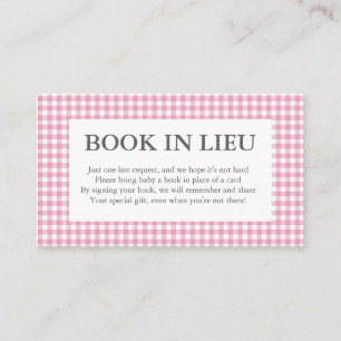 rosa gingham bok i lieu-kort tilläggskort