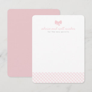 Rosa gingham bör rådfråga önskemål babyduschkort rådkort