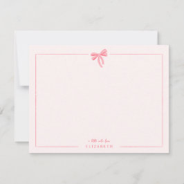 Rosa Gingham Bow Baby Kids Personlig Stationery Anteckningskort