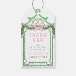 Rosa Gingham Bow | Baby Shower Presentetikett