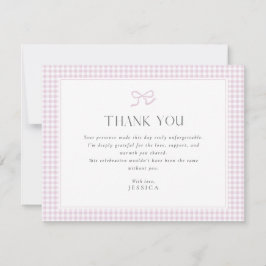 Rosa Gingham Bow Baby Shower Tack för ditt kort
