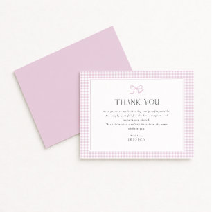Rosa Gingham Bow Baby Shower Tack för ditt kort