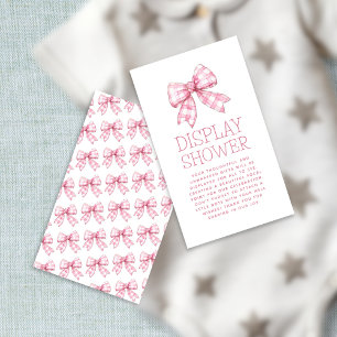 Rosa Gingham Bow Baby Visning Shower Tilläggskort