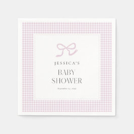 Rosa Gingham Bow Flicka Baby Shower Napkins Pappersservett