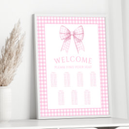 Rosa Gingham Bow Flicka Sittdiagram för Poster