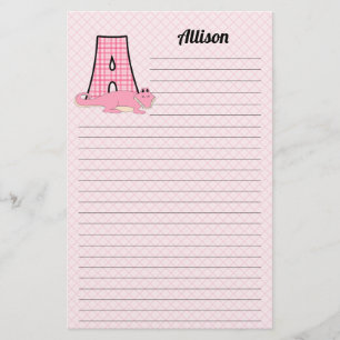 Rosa Gingham Brev A Girl's Monogram Brevpapper