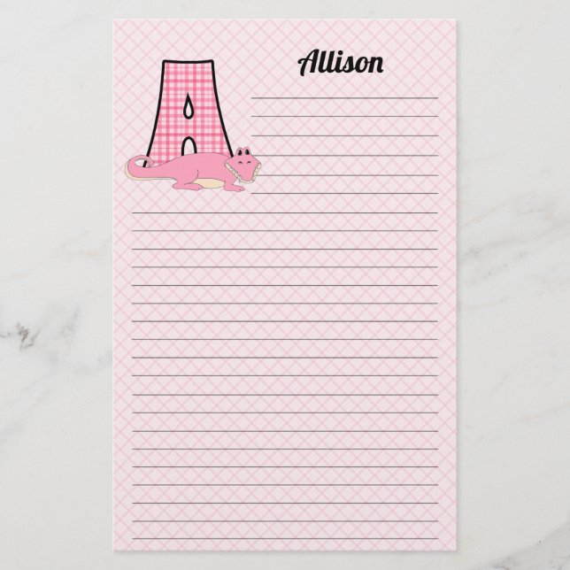 Rosa Gingham Brev A Girl's Monogram Brevpapper (Framsida)