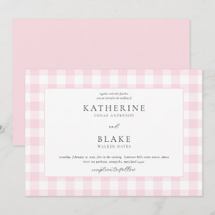 Rosa Gingham Bröllopsinbjudan Inbjudningar