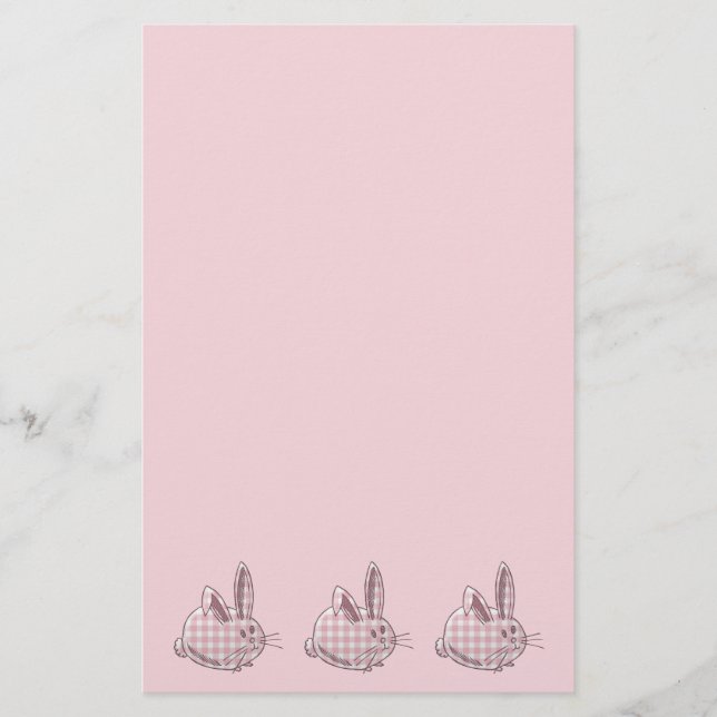 rosa gingham bunnies brevpapper (Framsida)
