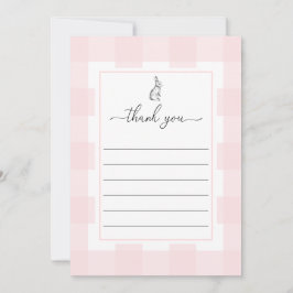 Rosa Gingham Bunny Rabbit Flat Tack You Card Kort