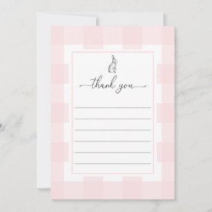Rosa Gingham Bunny Rabbit Flat Tack You Card Kort