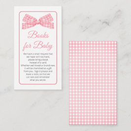 Rosa Gingham Check Bow Baby Shower Bokar för Baby Tilläggskort