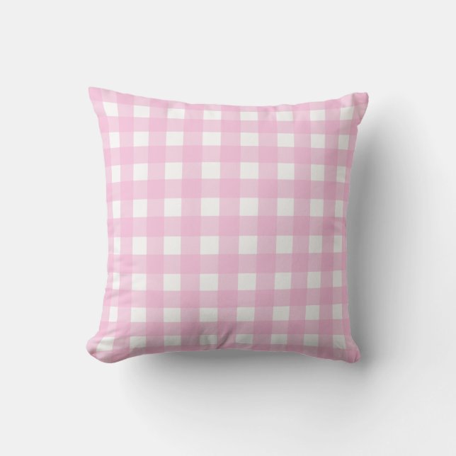 Rosa Gingham Check Dekorativ kudde (Framsida)