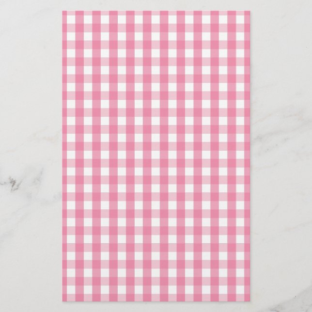 Rosa Gingham Check Mönster Brevpapper (Framsida)