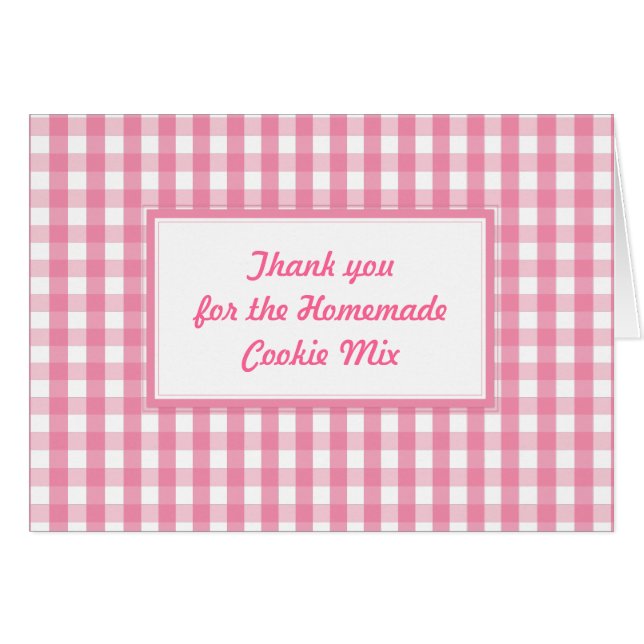 Rosa Gingham Check Mönster Hälsningskort (Framsidan Horizontal)