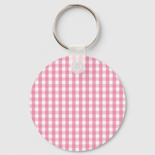 Rosa Gingham Check Mönster Nyckelring
