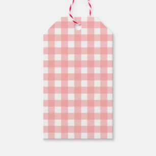 Rosa Gingham Check Mönster Presentetikett