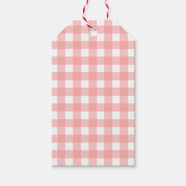  Rosa Gingham Check Mönster Presentetikett (Framsidan)