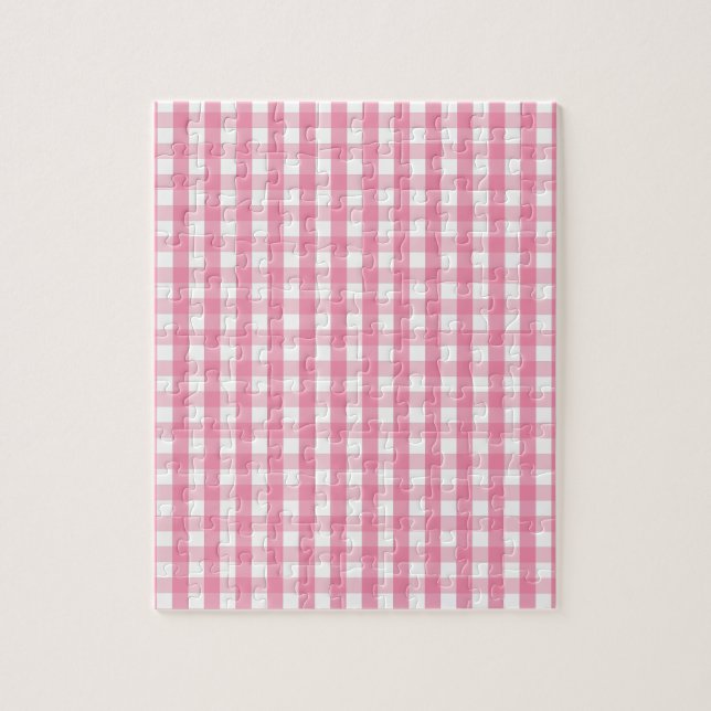 Rosa Gingham Check Mönster Pussel (Vertikal)
