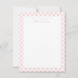 Rosa Gingham Check Personal Stationery Note Card Tack Kort
