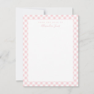 Rosa Gingham Check Personal Stationery Note Card Tack Kort