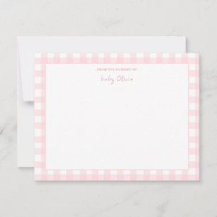 Rosa Gingham check Personlig Flat Tack Kort