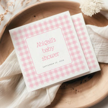 Rosa Gingham Check Rustic Girls Baby Shower