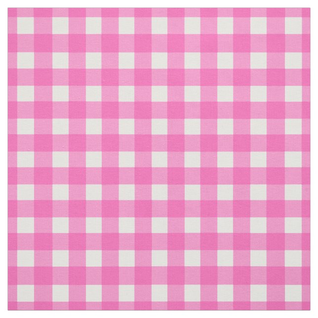 Rosa Gingham Check Tyg (Provkarta)