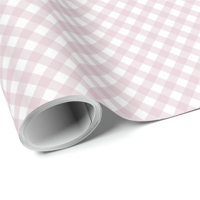 Rosa gingham checkar enkel söt plaid presentpapper (Rullad Hörn)
