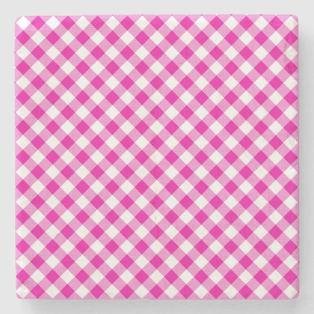 Rosa Gingham Checked Square Underlägg (Framsidan)