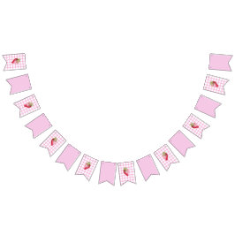 Rosa Gingham Checker Strawberry Birthday Vimplar