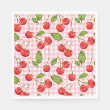 Rosa Gingham Cherry Birthday Napkins