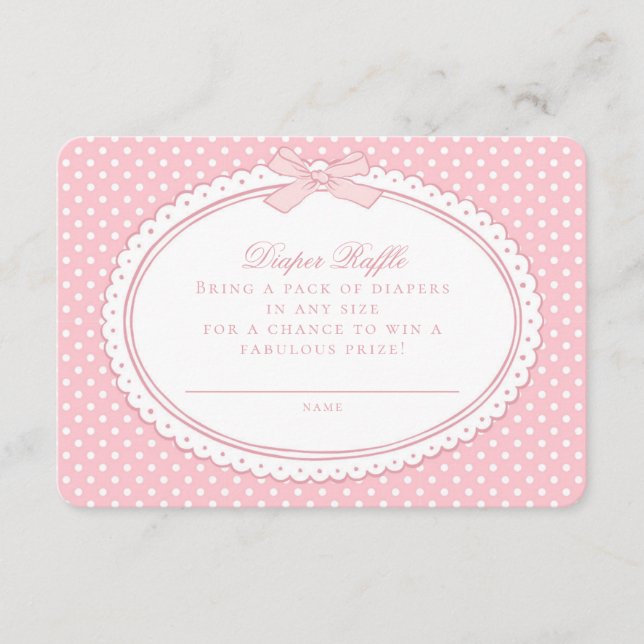 Rosa Gingham Coquette  Blöjtomte Lotteri Tilläggskort (Framsida)