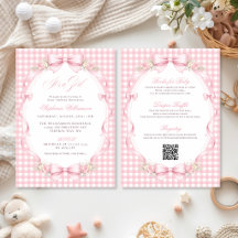 Rosa Gingham Coquette Bow All-in-One Bebisduschar