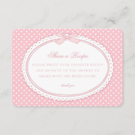 Rosa Gingham Coquette Bow Dela en Recept Tilläggskort