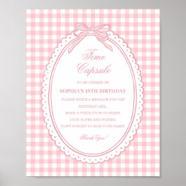 Rosa Gingham Coquette Bow Tids kapsel spel Poster