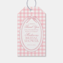 Rosa Gingham Coquette Slöja Bröllopsduschpresenter Presentetikett
