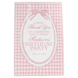Rosa Gingham Coquette-slöja Födelsedagsfirande pre