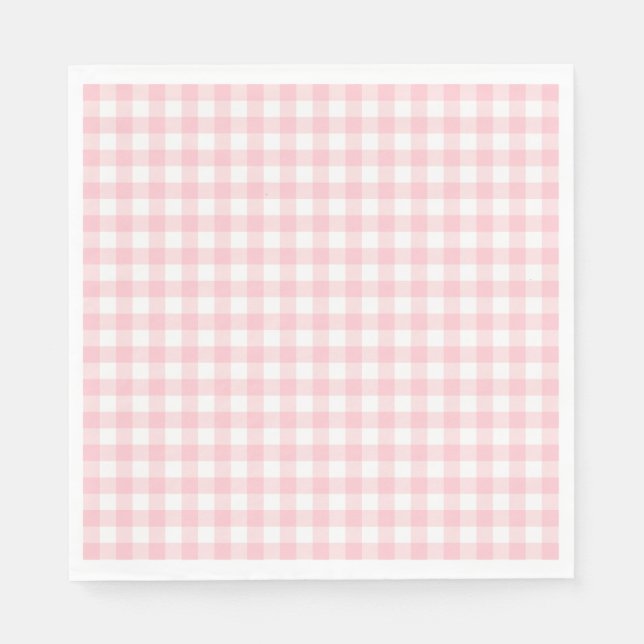 Rosa Gingham Coquette Slöja Party Efterrätt Pappersservett (Framsidan)