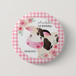 Rosa Gingham Cow Birthday Favor Knapp