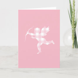 Rosa Gingham Cupid Helgkort