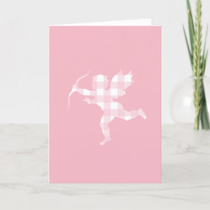 Rosa Gingham Cupid Helgkort