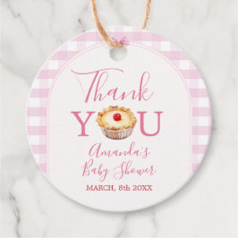 Rosa Gingham Cutie Paj Tack Favor Tagg Gåvor Etiketter